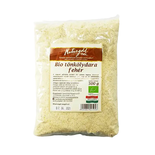 Naturgold bio fehér tönkölydara átlátszó csomagolásban, félkilós kiszerelésben. 