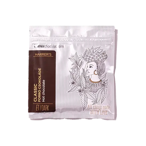 Harrer étcsokoládé fehér csomagolású italport található a képen. 